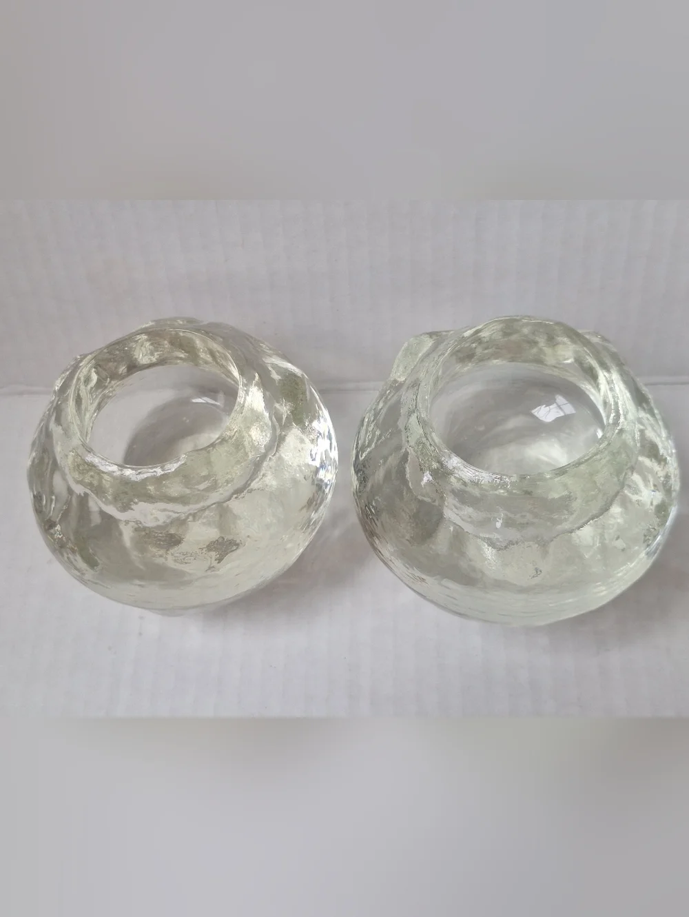 Lot Of 2 Vintage KOSTA BODA Snowball Candle Holders Anne Warff 1973 Votive